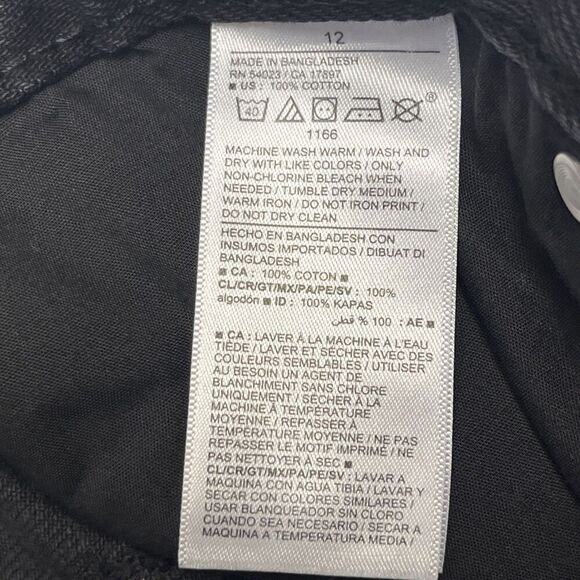 Old Navy High Rise Black Slouchy Straight Distressed Short Button Zip Pockets 12 - Picture 9 of 10